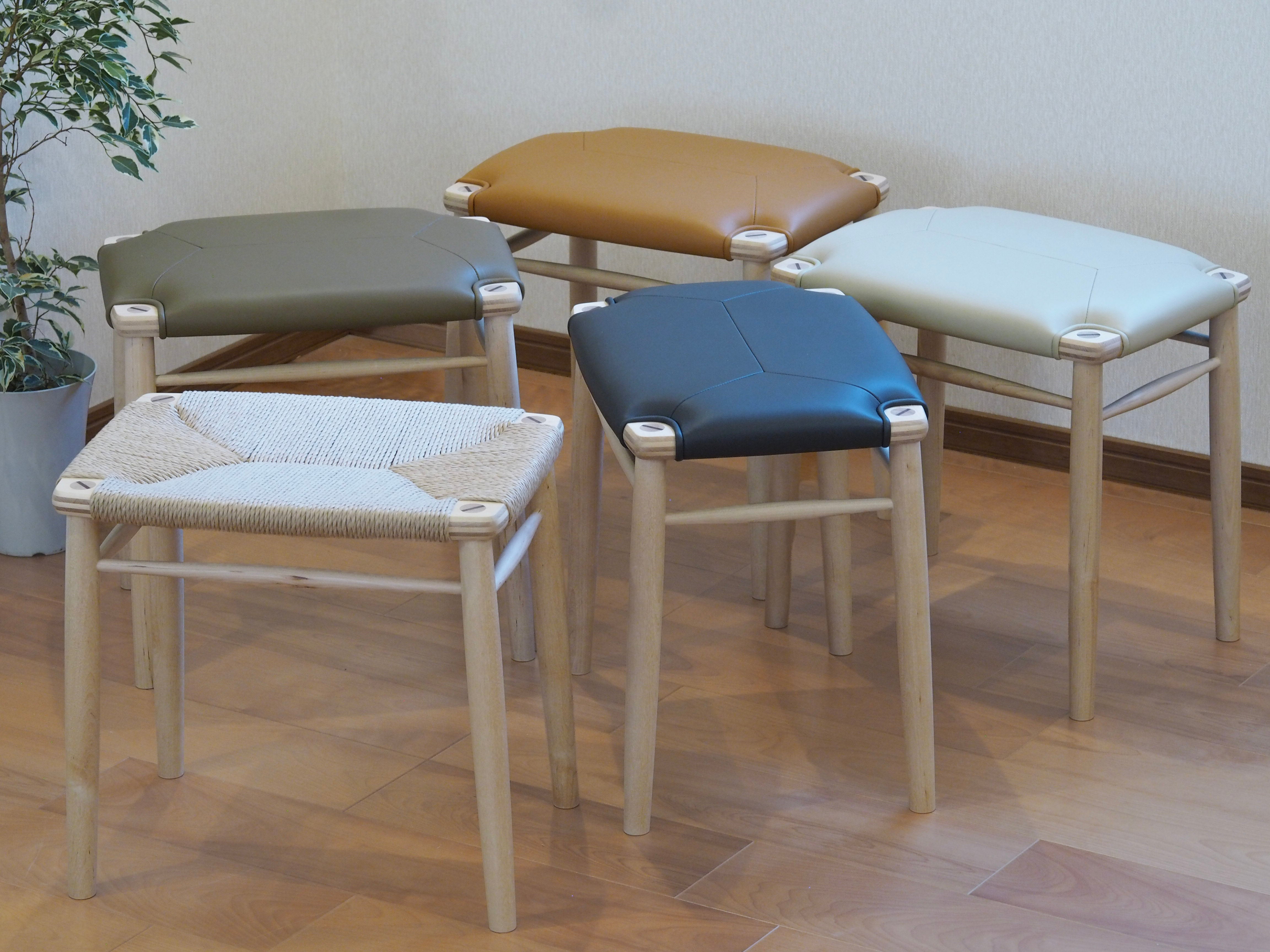 HOスツール 4Leg レザー／ペーパーコード｜木と暮らしの工房