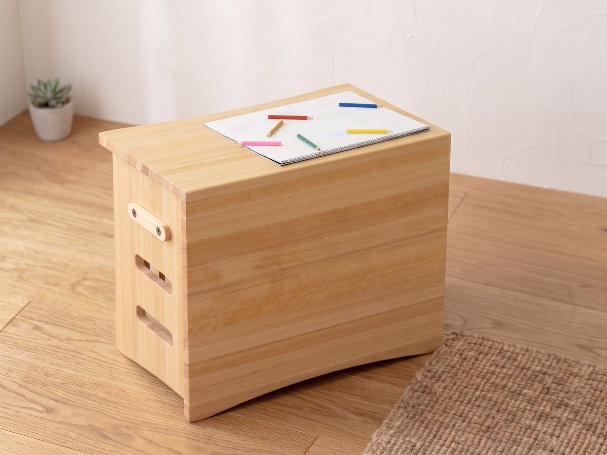 KuLuLi - two table one shelf｜キッズテーブル・収納棚｜一龍木工