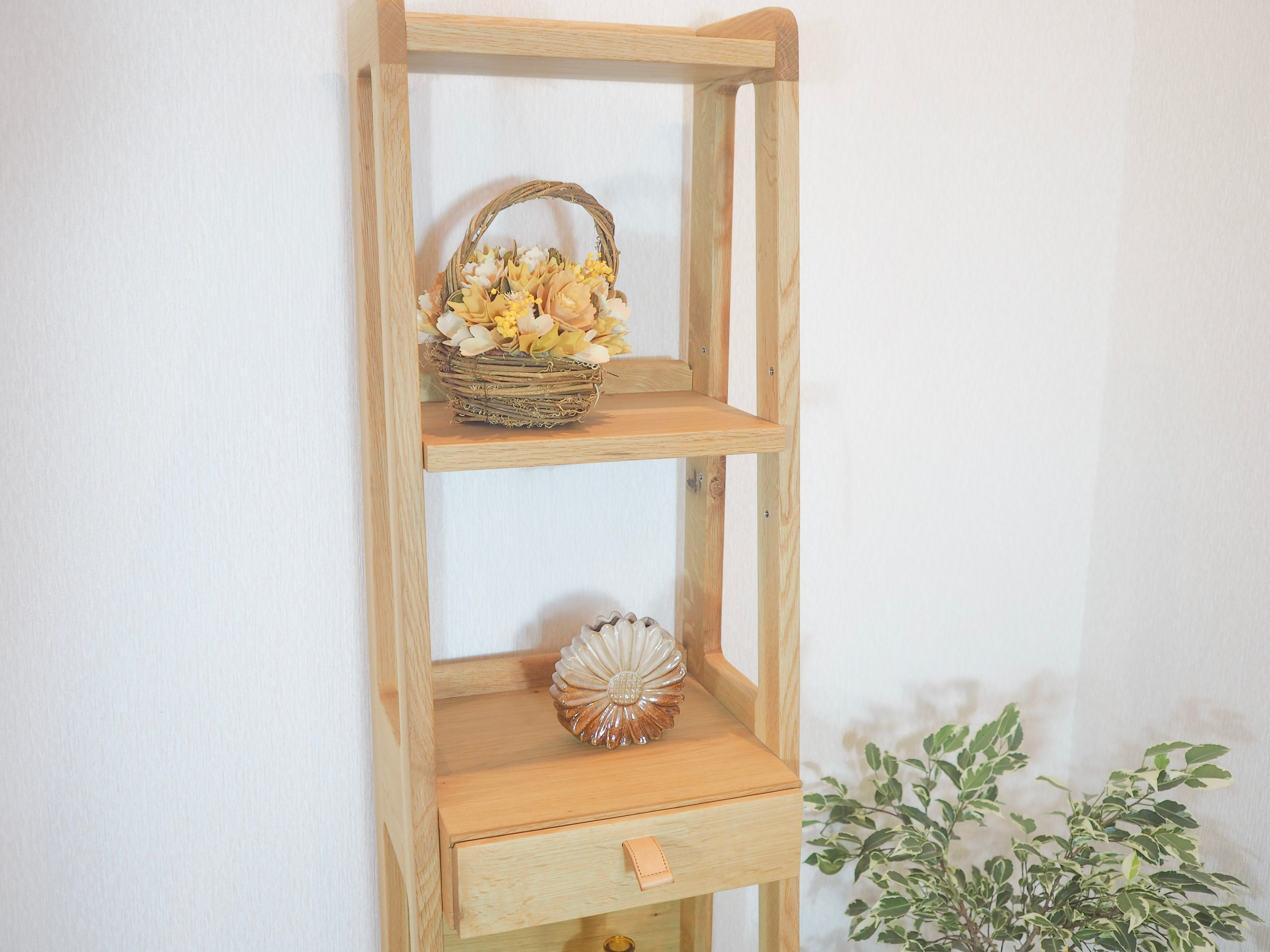 luonto シェルフ｜スリム収納・引き出し付き・奥行30cm｜大雪木工